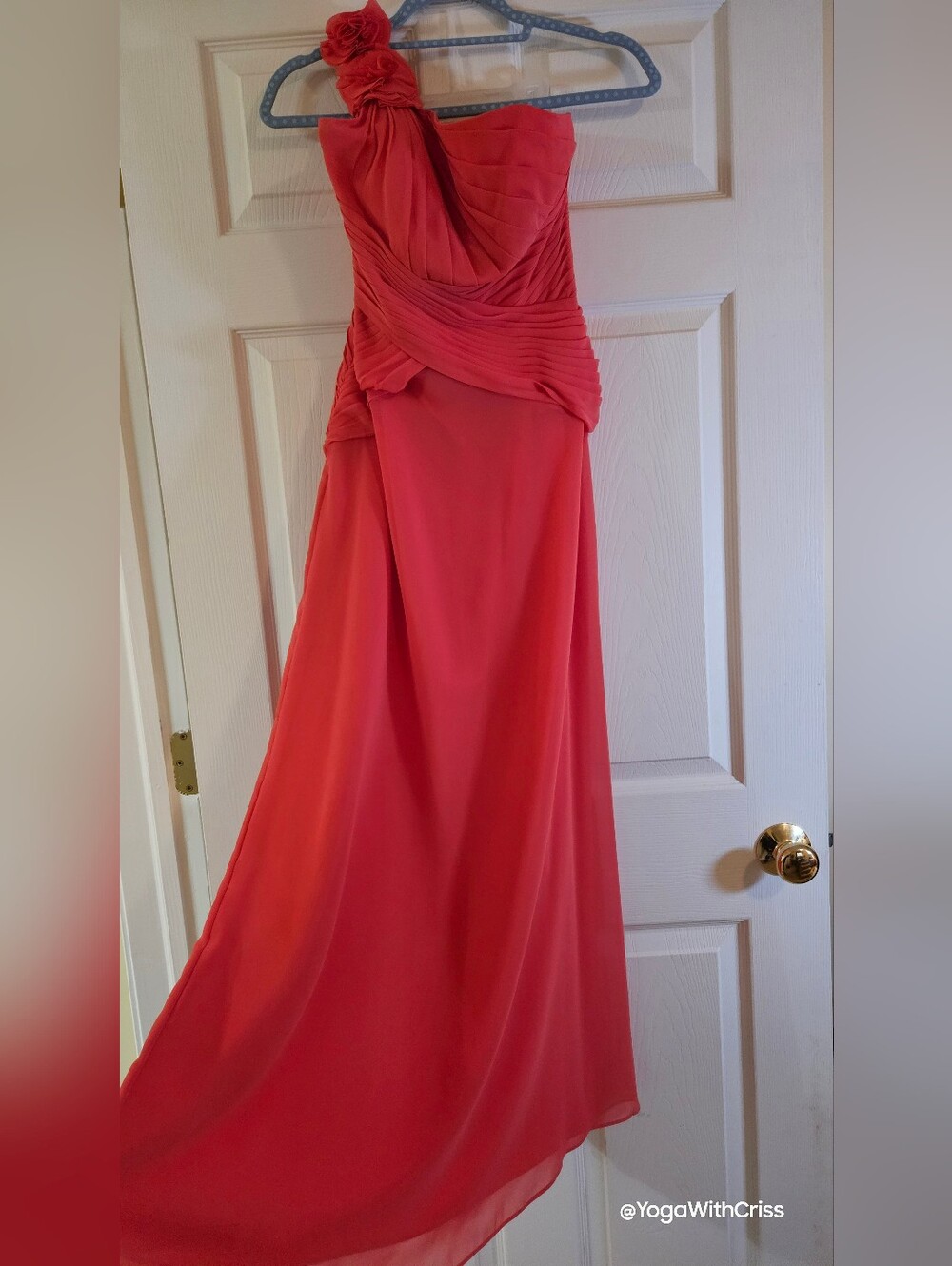 David's Bridal prom dress formal one shoulder coral size 2